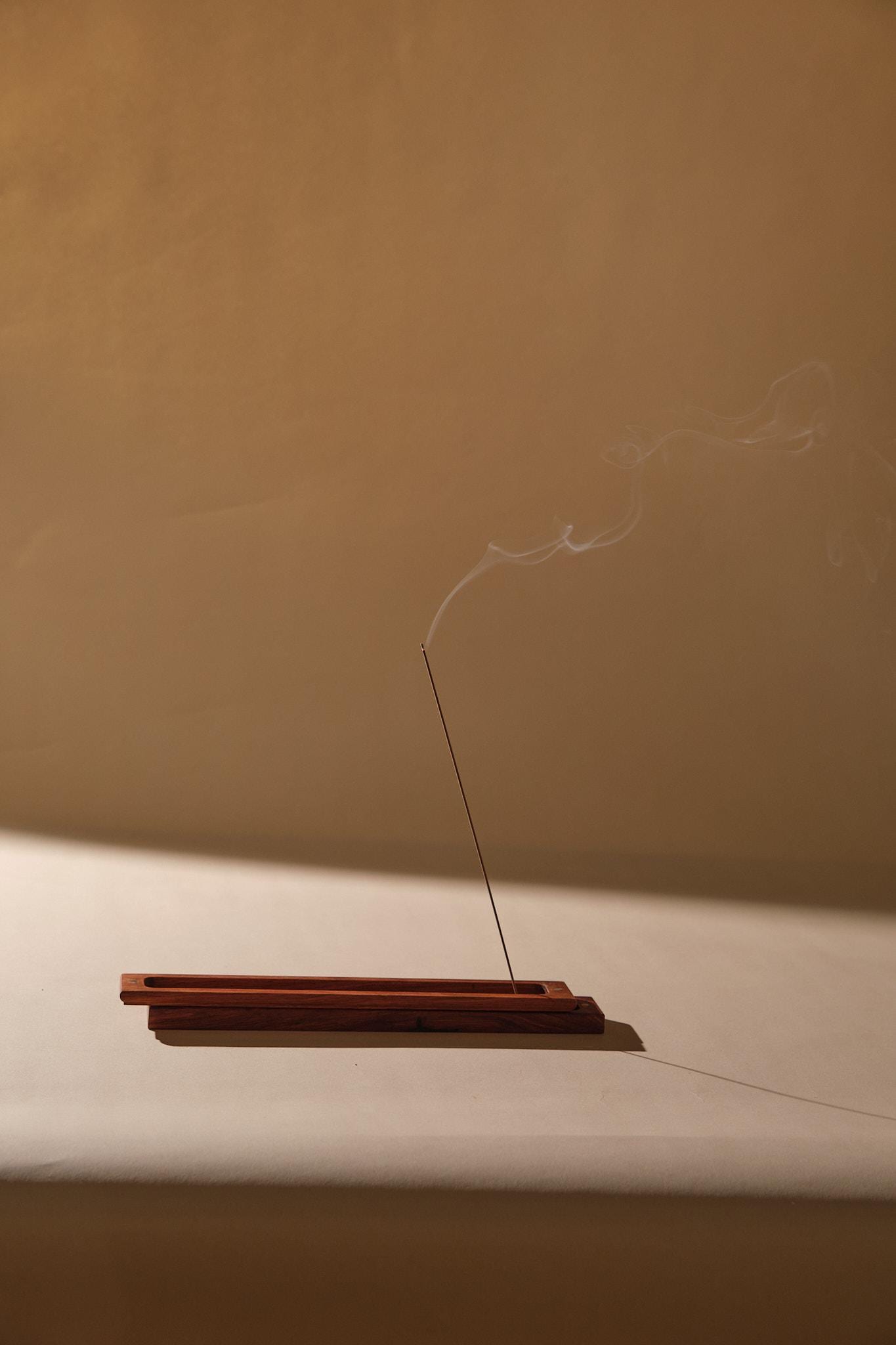 Handmade Wooden Incense Box | 2-in-1 Ash Catcher & Holder | Diamond Lattice | Meditation & Spiritual Gift