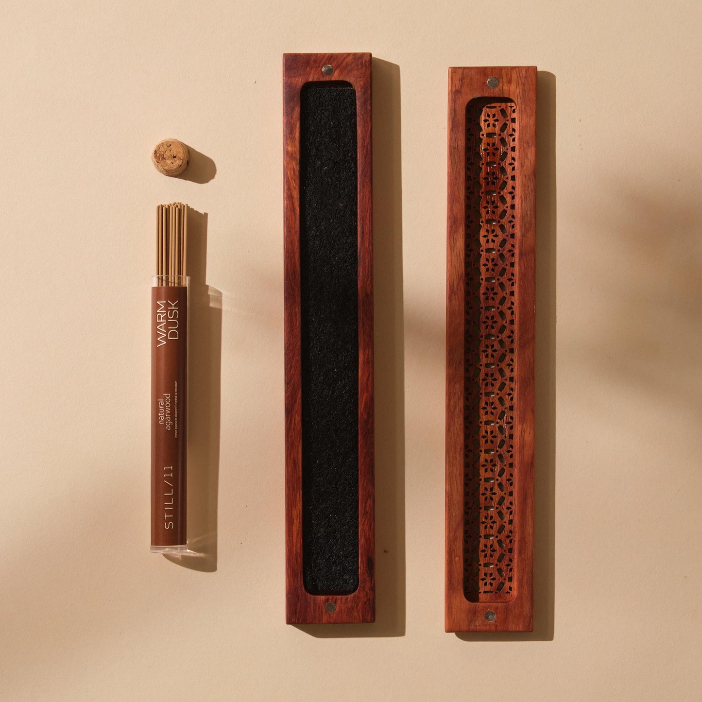 Handmade Wooden Incense Holder Box  Carved Moroccan Arabesque Design, Ash Catcher, Meditation & Relaxation Decor