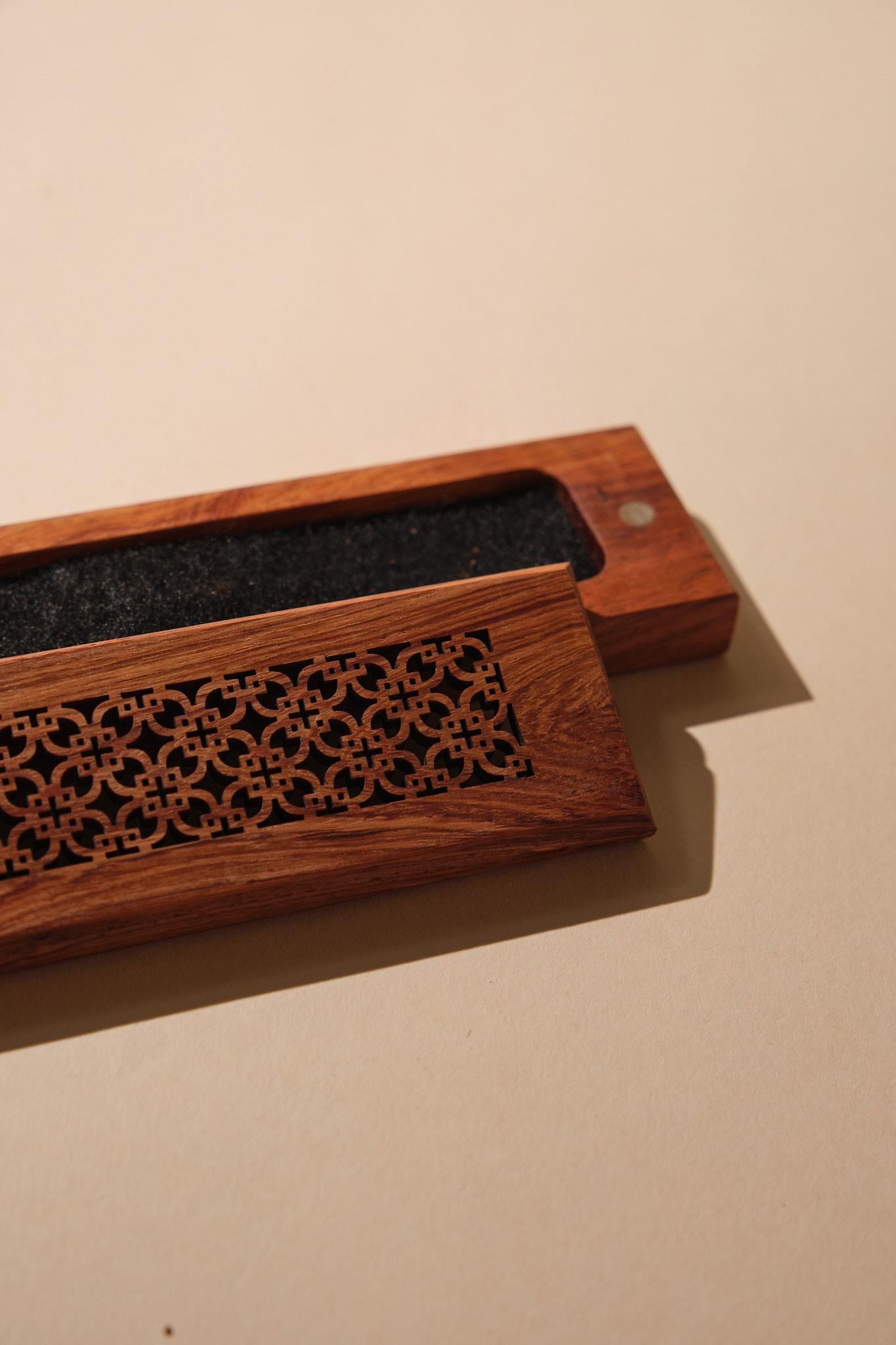 Handmade Wooden Incense Box | 2-in-1 Ash Catcher & Holder | Diamond Lattice | Meditation & Spiritual Gift