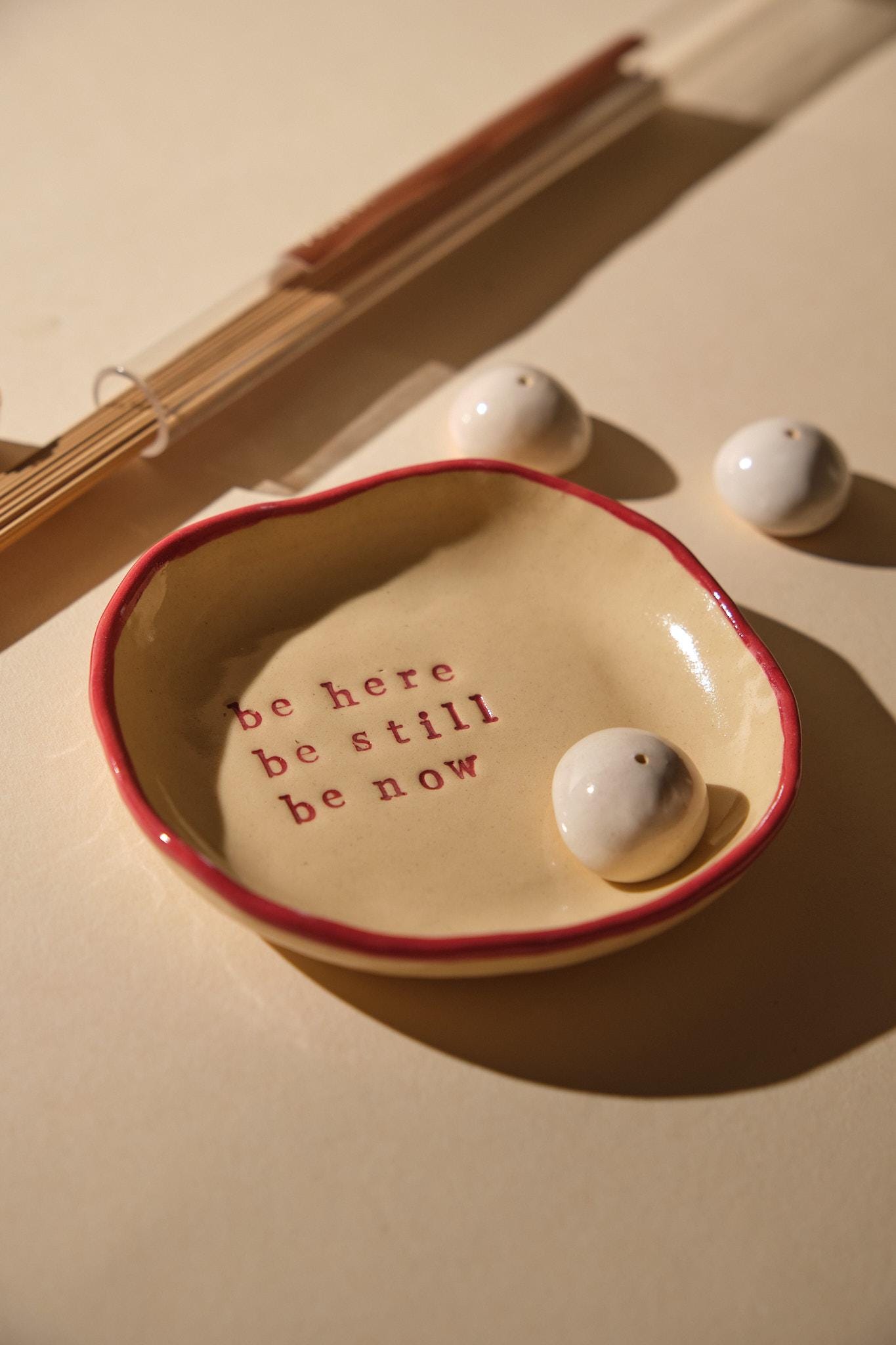 Handmade Ceramic Incense Holder Set: Meditation & Jewelry Tray - Stillness