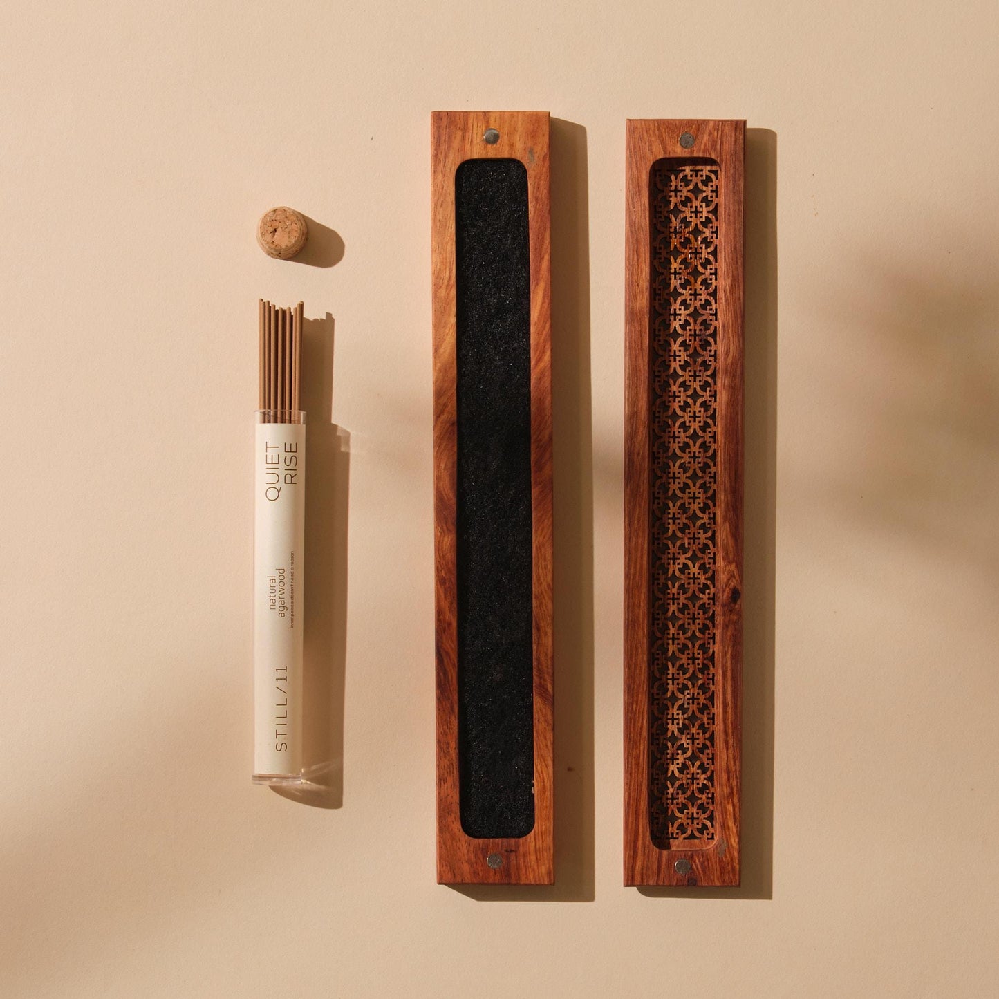 Handmade Wooden Incense Box | 2-in-1 Ash Catcher & Holder | Diamond Lattice | Meditation & Spiritual Gift