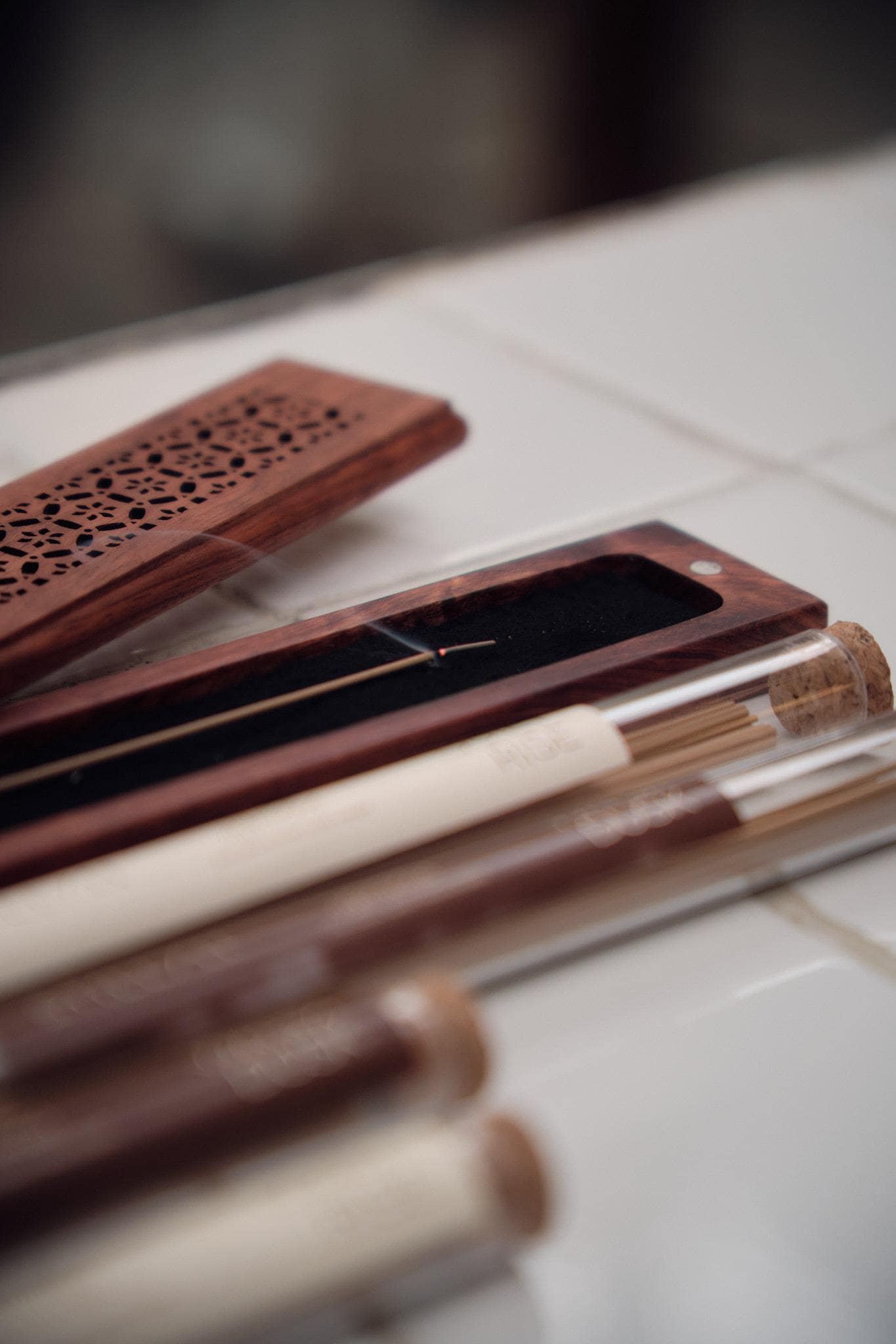 Handmade Wooden Incense Box | 2-in-1 Ash Catcher & Holder | Diamond Lattice | Meditation & Spiritual Gift