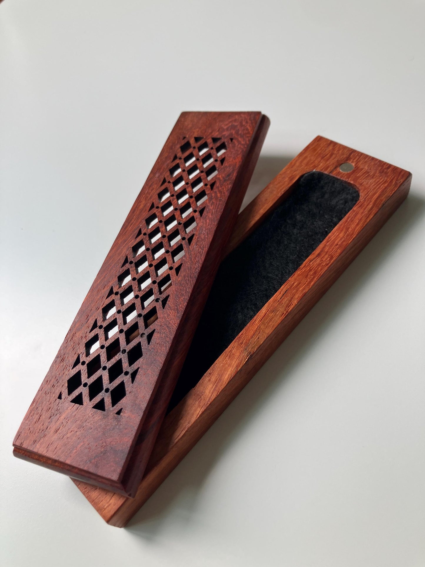 Mini Handmade Wooden Incense Box | Diamond Carved Ash Catcher