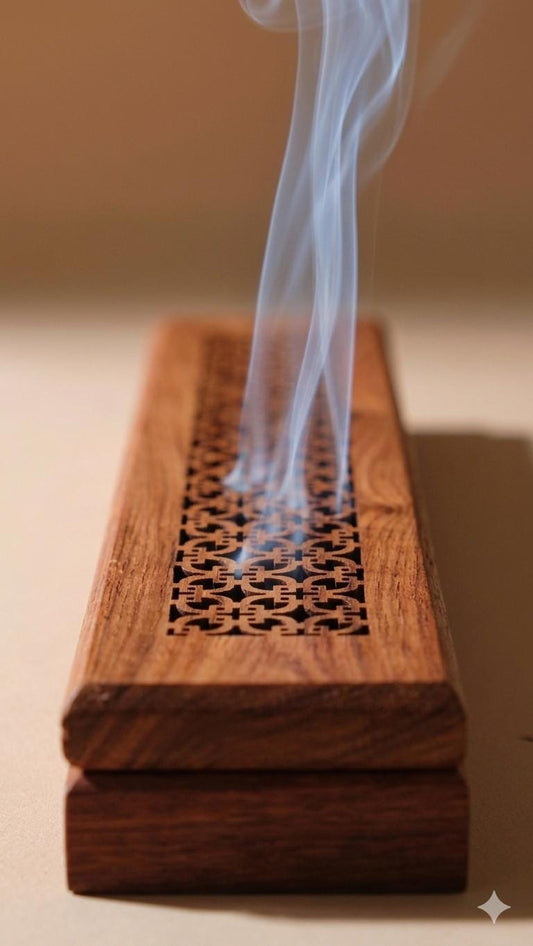Handmade Wooden Incense Holder Box for Focus & Stillness| Diamond Lattice | A Modern Reset Tool