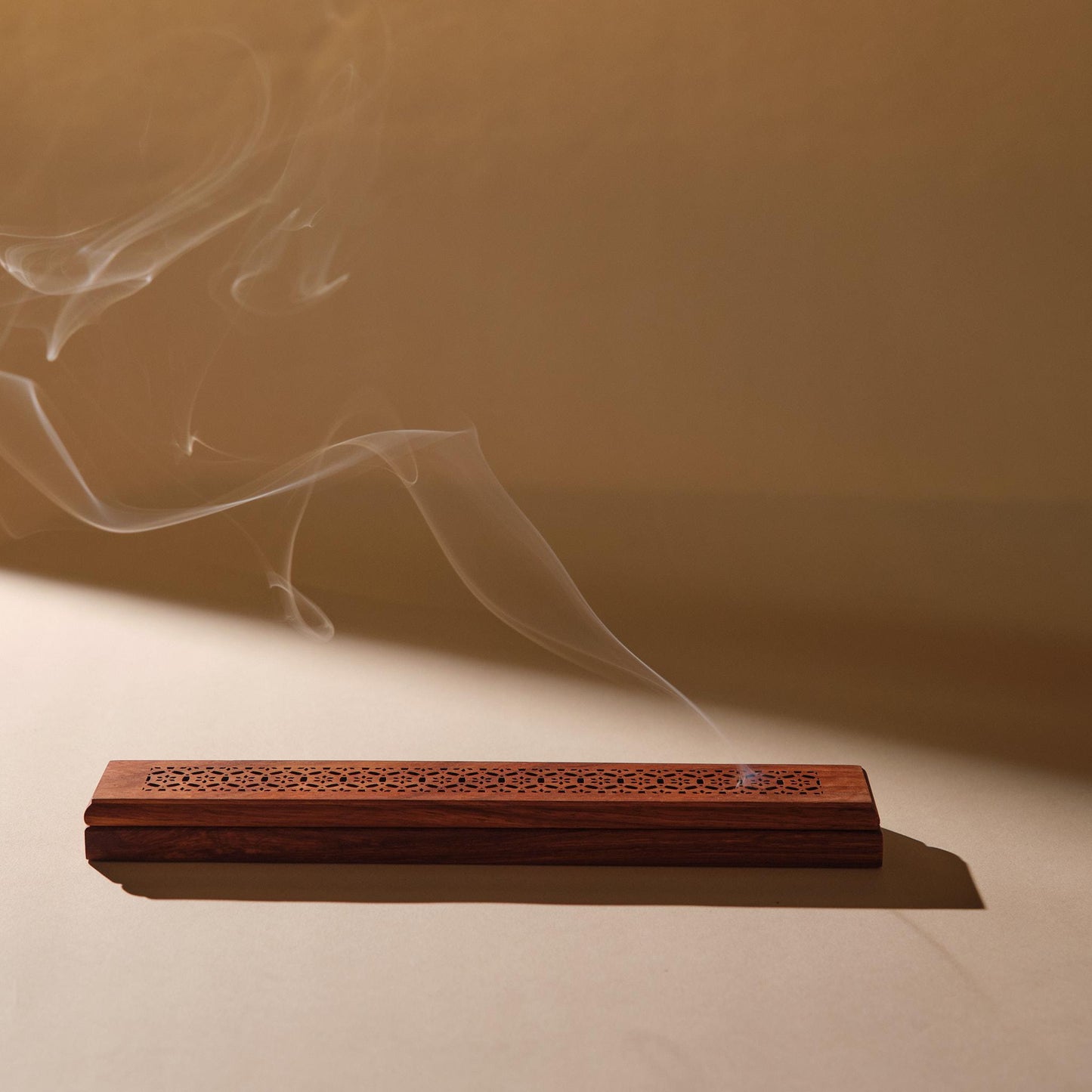 Handmade Wooden Incense Holder Box  Carved Moroccan Arabesque Design, Ash Catcher, Meditation & Relaxation Decor